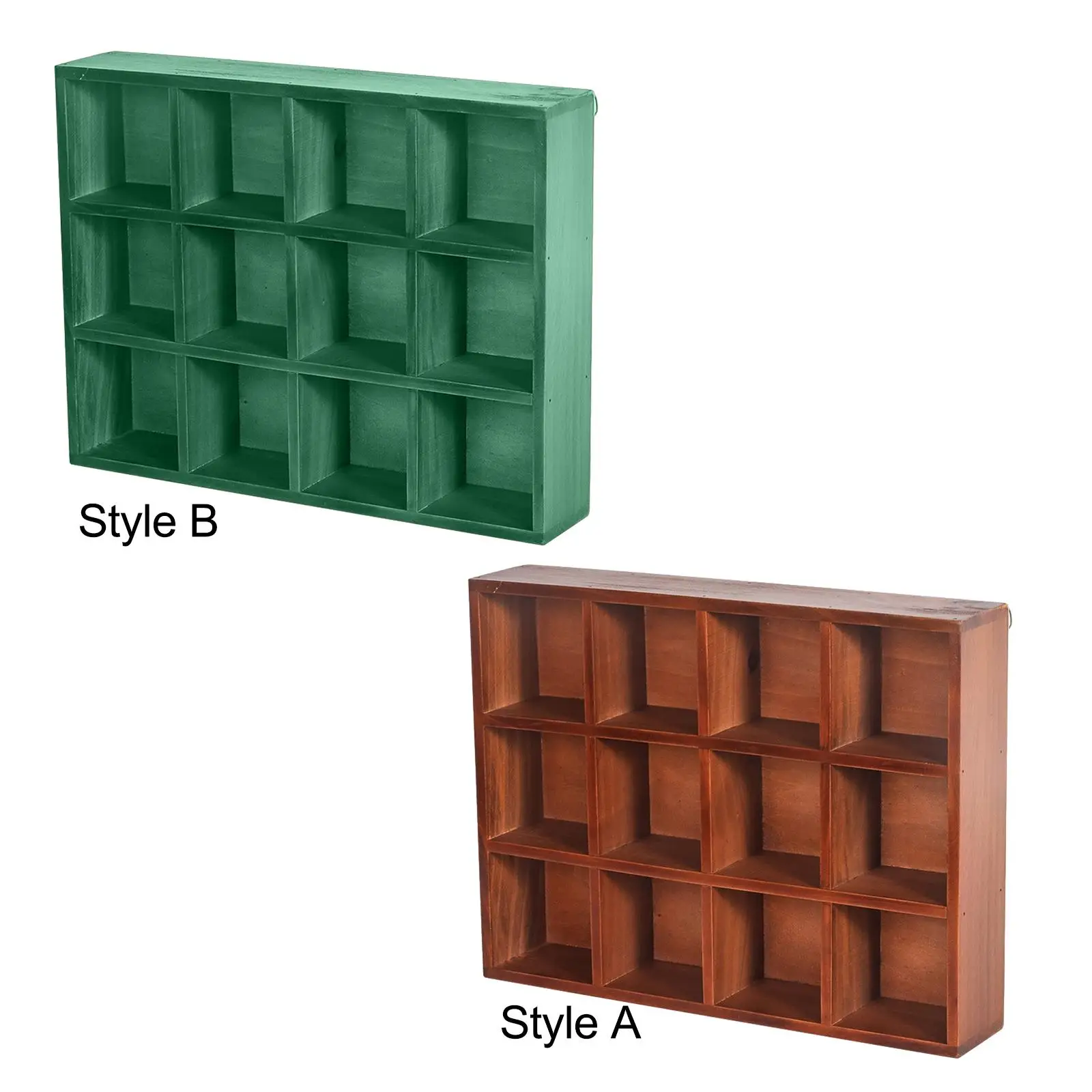

Wooden Shadow Box 12 Compartment Display Shelf 38.5x7x29.5cm Sturdy Versatile Each Grid 8.2x8.2cm Wall Mounted Floating Shelf