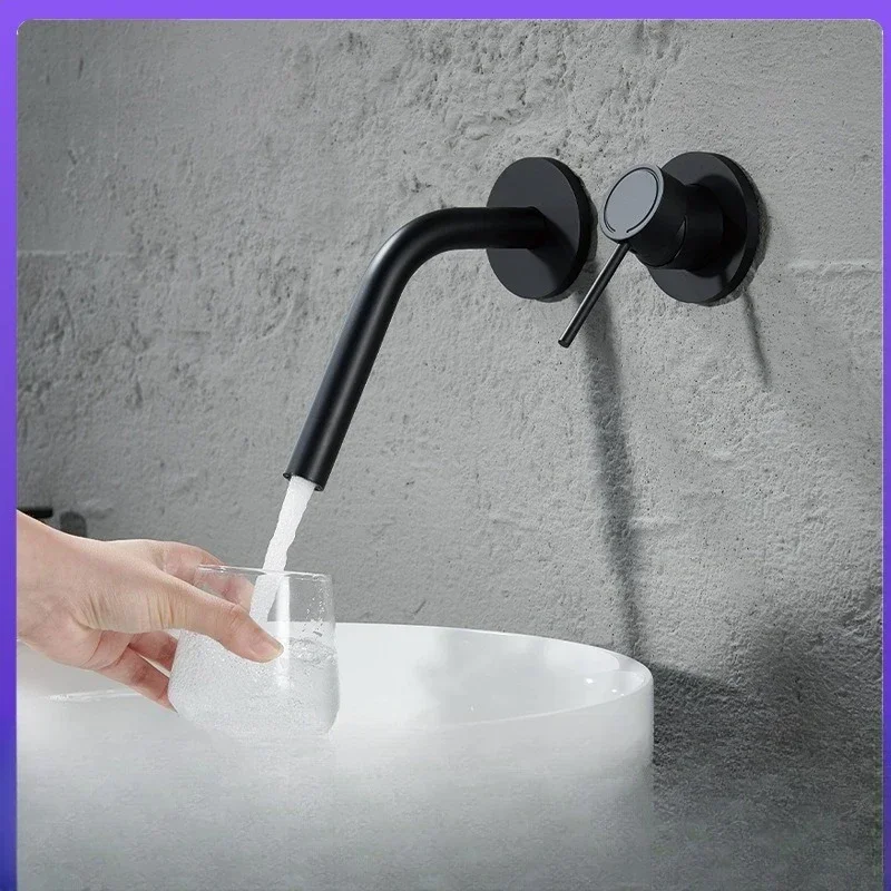 Wastafel sederhana, wastafel kolom kamar mandi vila hotel, keran dinding tersembunyi AM2501