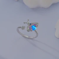 Original 925 Sterling Silver Luminous Firefly Elf Open Rings for Women Girls Jewelry Birthday Anniversary Gifts - Image 2