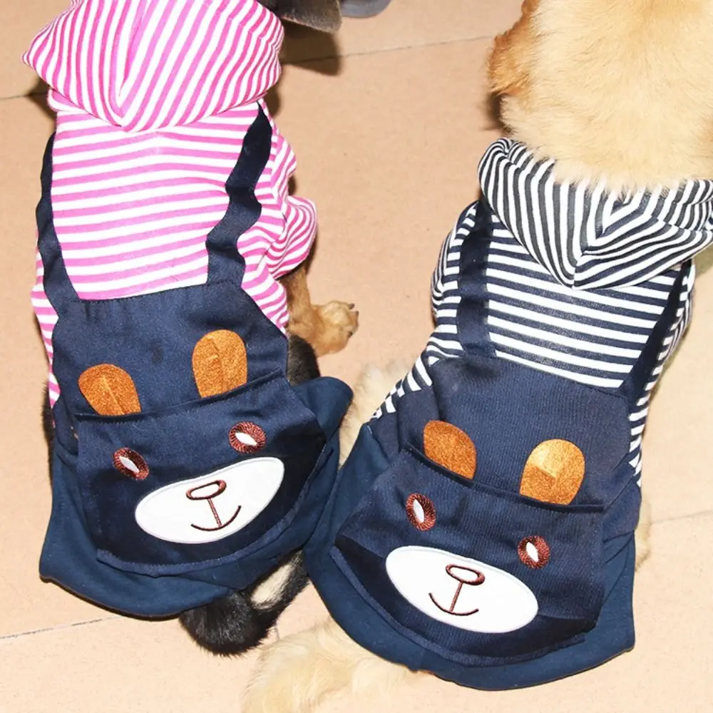 عارضة الكرتون الدب المطبوعة جرو القط الملابس سميكة الدافئة القط البلوز بذلة لينة الحيوانات الأليفة الملابس الفرنسية الثور #2