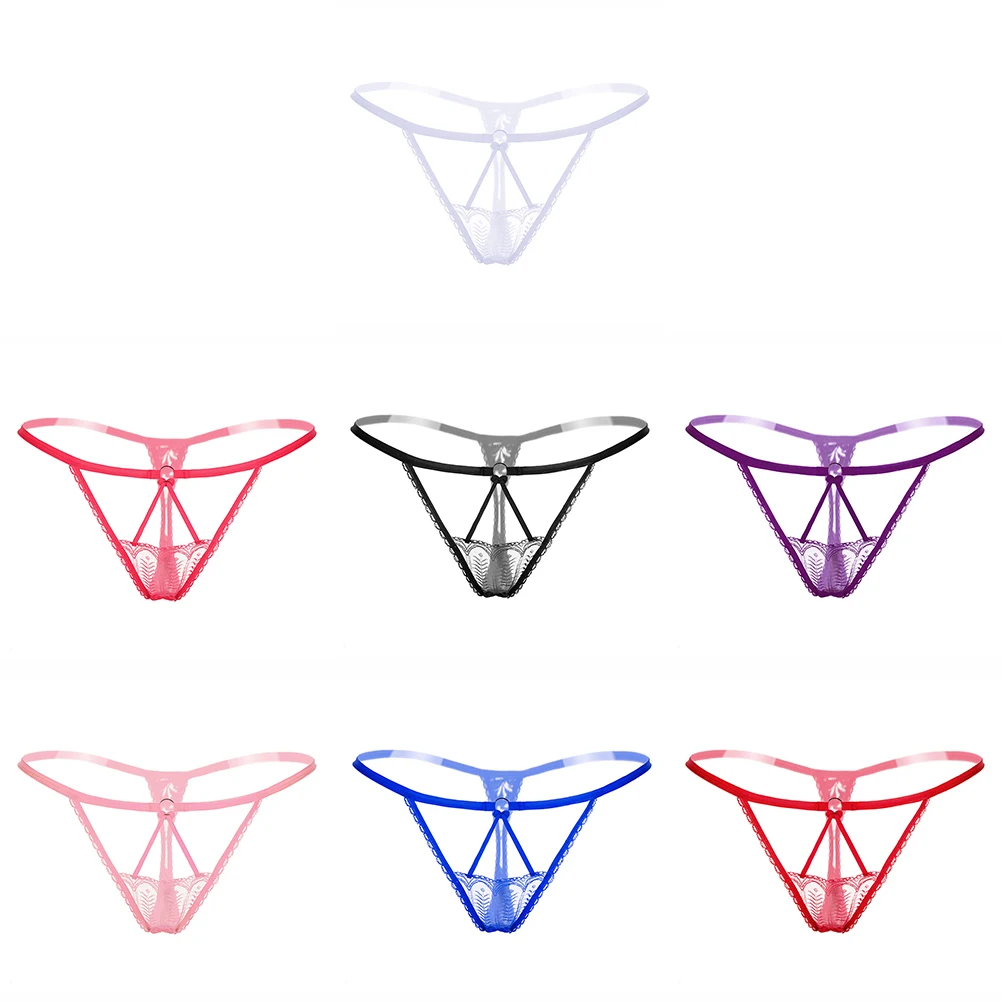 Women Lace Panties Thongs Pearl Pendant Embroidery G-String T-Back Briefs Underwear Hollow Ladies Panties Sexy Lingerie Knickers