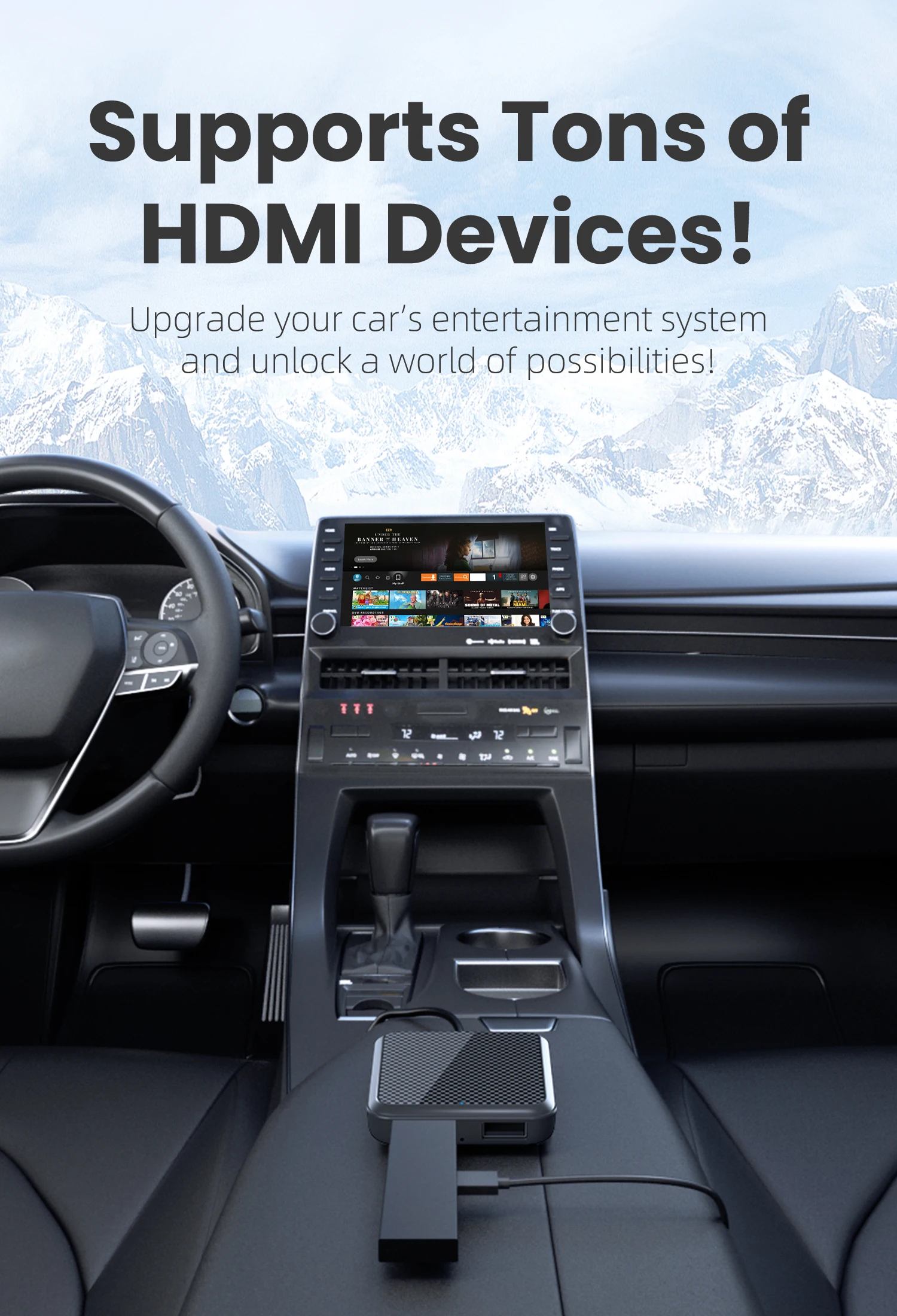 يمكن توصيل مدخل HDMI السلكي للسيارة الأصلية من Ottocast Car TV Mate Pro بصندوق التلفزيون