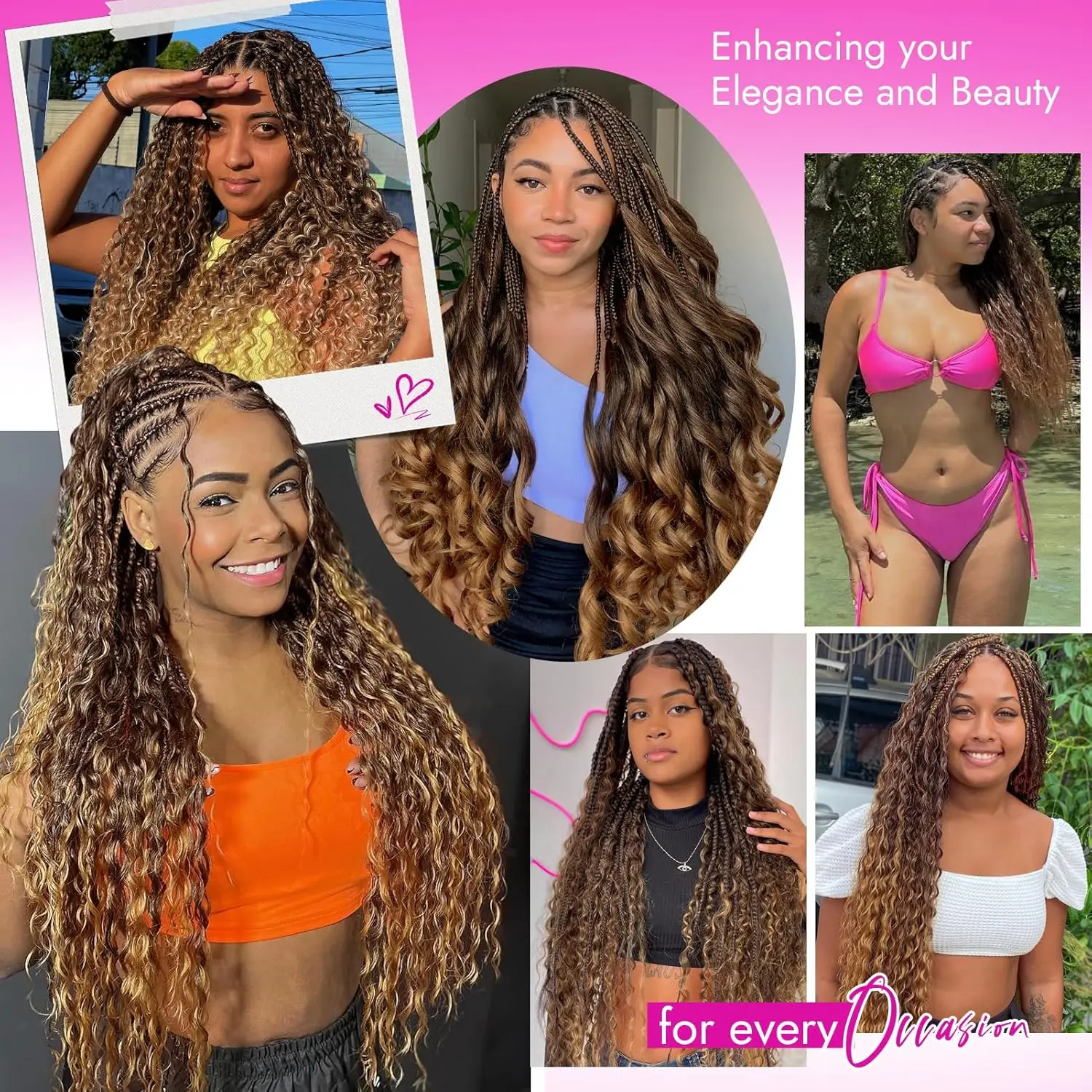 Boho Braids Deep Wave Массовые пучки человеческих волос для плетения 14-30 дюймов Пучки человеческих волос Highlight P4/27 Массовые пучки глубоких волн