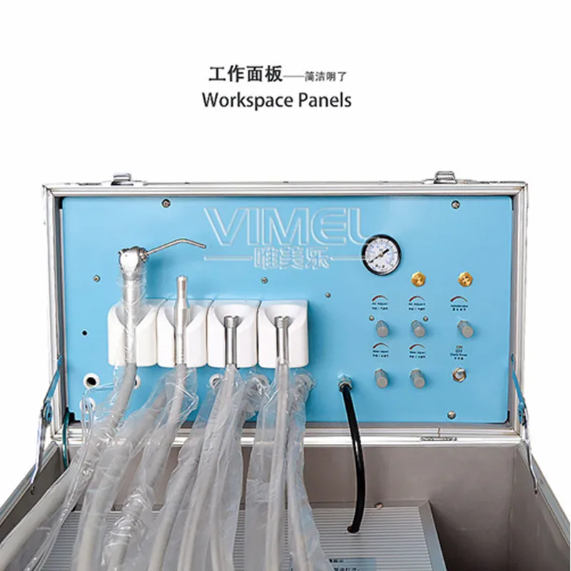 350W Portable Dental Delivery Unit With Air Compressor System 600ml water bottle handpiece pipe 3 way syringe den