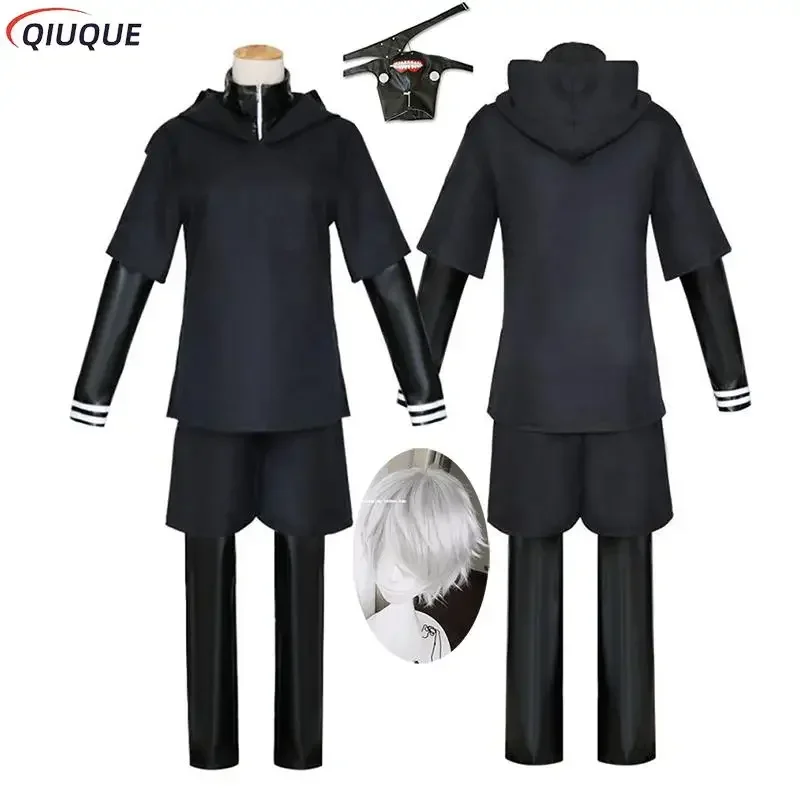 Kaneki Ken Cosplay Costume Hoodie Jacket Pants Shorts Full Set Outfits Men Uniforms Masks Anime Comic Suit Props Accessories MN7