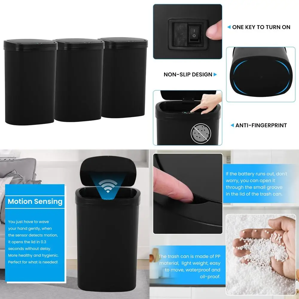 

Высокопроизводительный 50-литровый автоматический кухонный мусорный бак с датчиком движения, бесконтактная крышка для удобного удаления мусора
