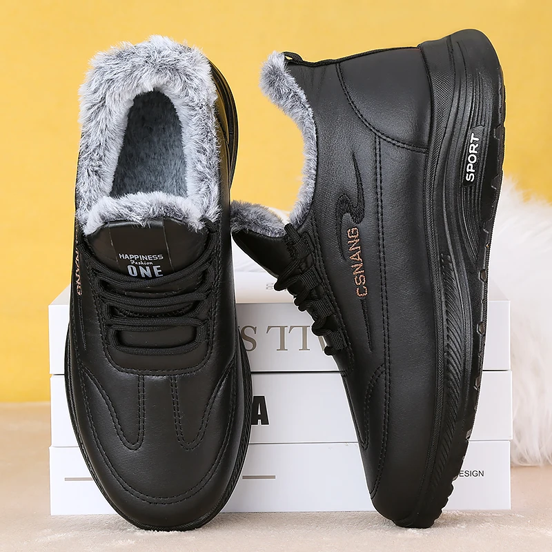 Herren-Winterstiefel mit Schnürung, knöchelhohe Stiefel, weiche und dicke Sohle, Baumwollschuhe für Outdoor-Aktivitäten. – Detail 4