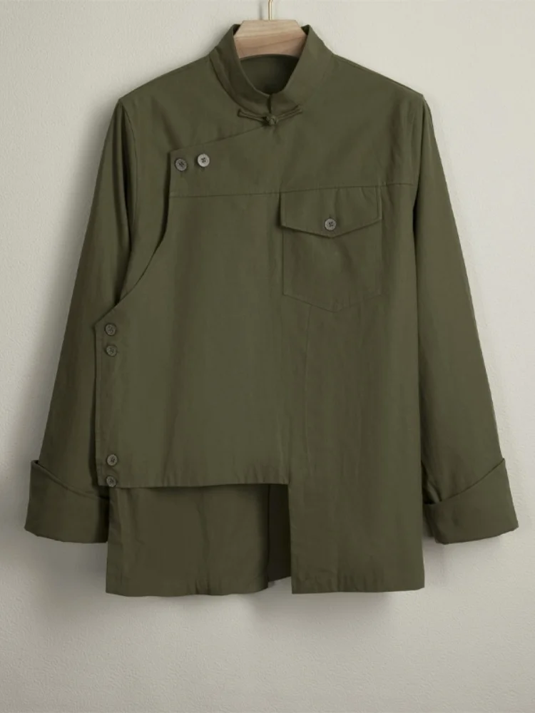 

Military een Jaet Men's Chinese Sle Retro Button up Top New Design Sensation Improved Hanfu Sle Tang Costume