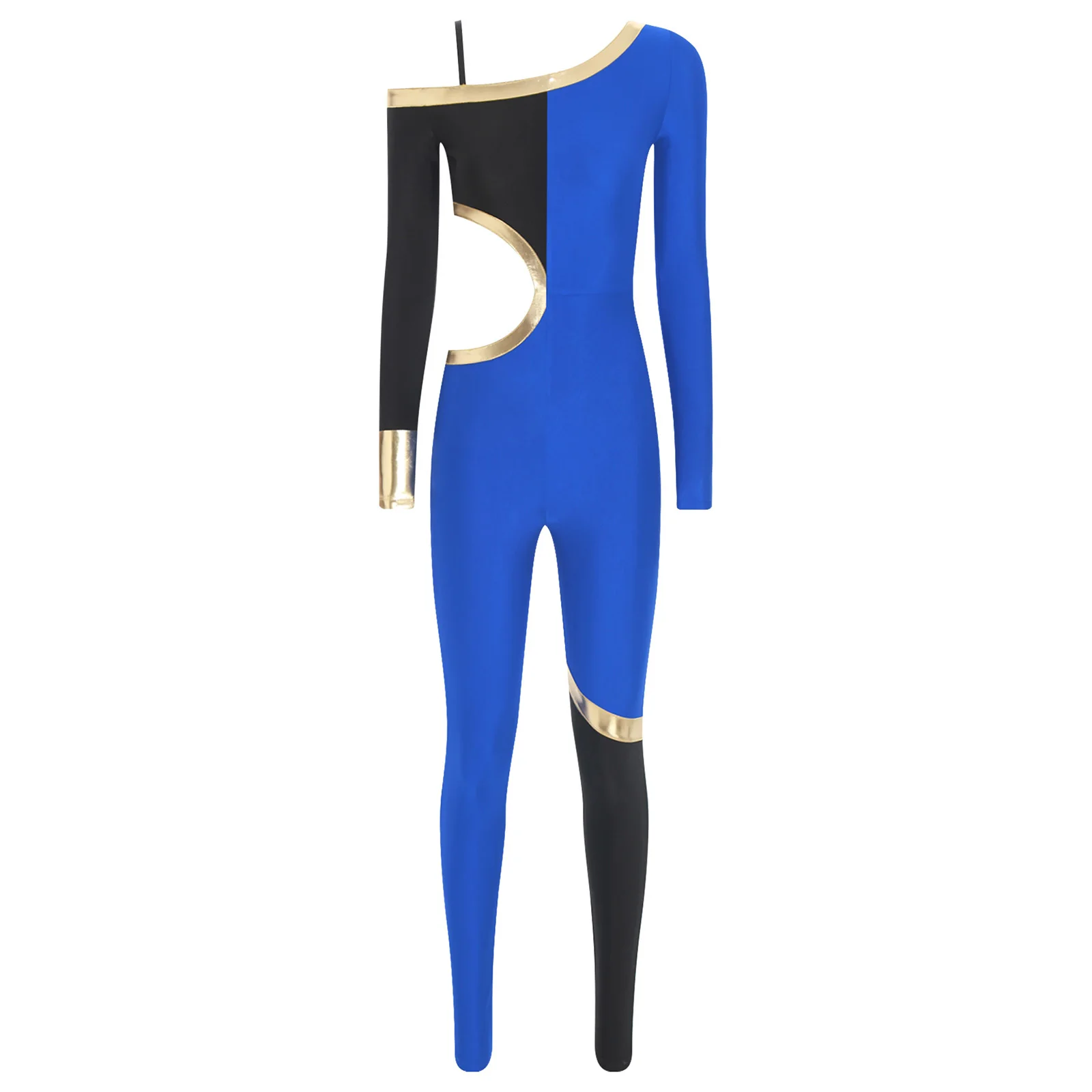

Womens Gymnastics Yoga Costume One Shoulder Adjustable Spaghetti Strap Jazz Jumpsuit Dance Stage Performance Jazz Yoga Dancewear