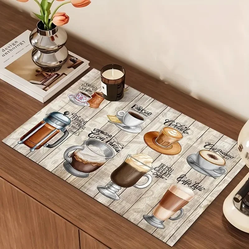 30X50CM Coffee Bar mat Accessories for Countertop Absorbent Hide Stain Rubber Backed Dish Drying Mats for Kitchen Counter