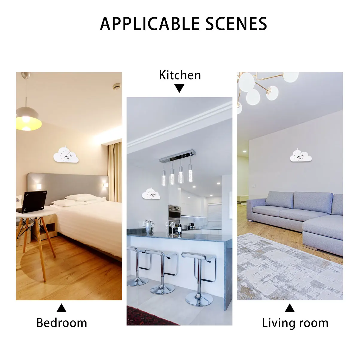 

Cloud shaped Clock Hollowed out Numbers Bedroom Desktop Dorms Home Wall Hang Nordic style Safe Material Long lasting Durability