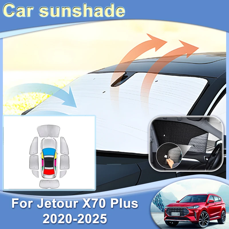 Kerai Mobil untuk Bahman Fidelity Prestige Jetour X70 Plus Shanhai L7 2020-2025 Penutup Pelindung Matahari Kerai Jendela Aksesori Otomatis