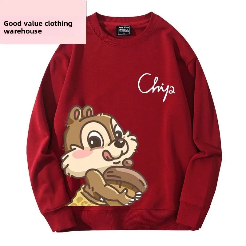 

Свитшот унисекс Disney Chip 'n' Dale Chipmunks с круглым вырезом, на флисовой подкладке, осенне-зимний, милый, модный пуловер для мужчин и женщин