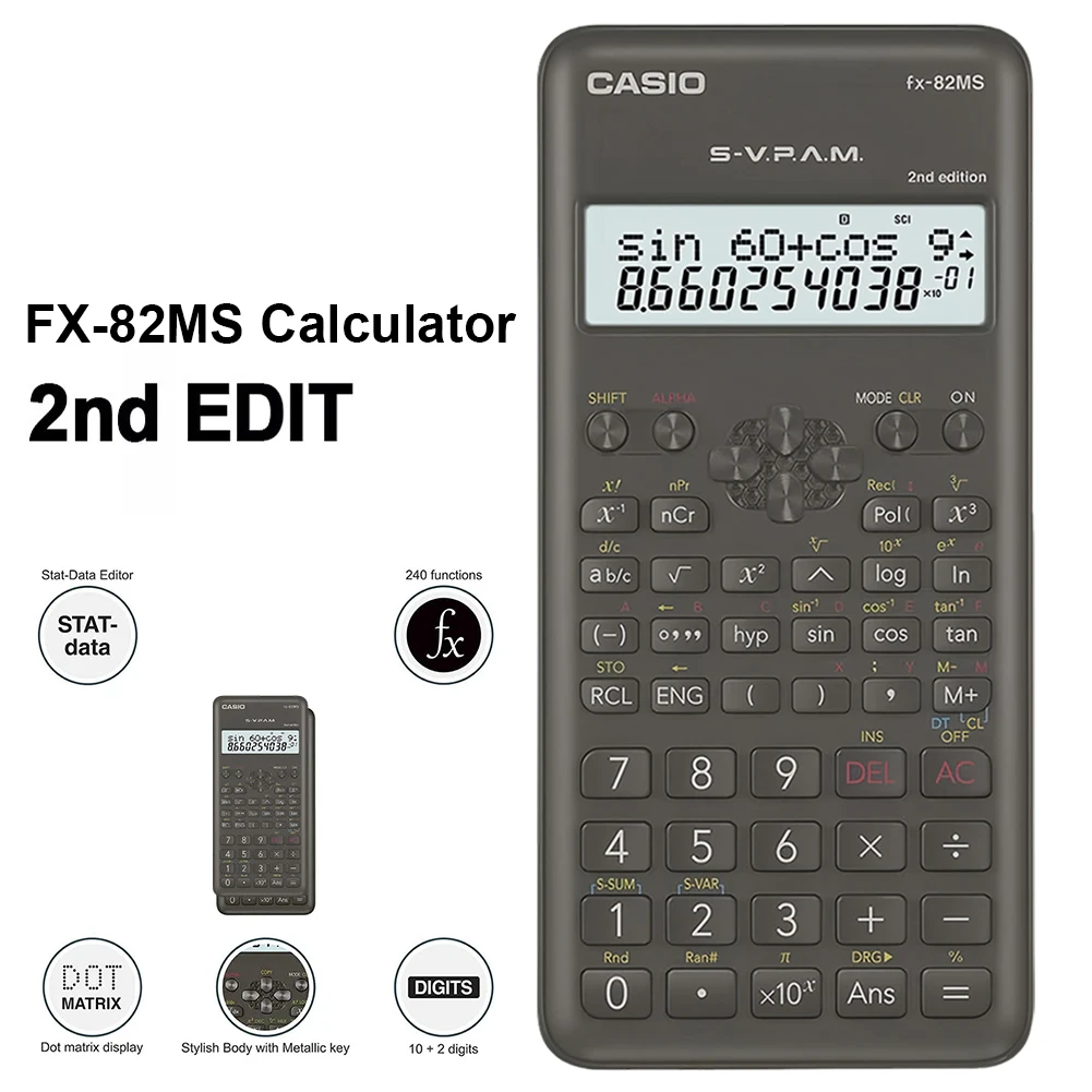 991EX/FX-82MS/S3 Scientific Calculator Original Digital Large Display Solar Scientific Calculator Multi-purpose for Math Teachin