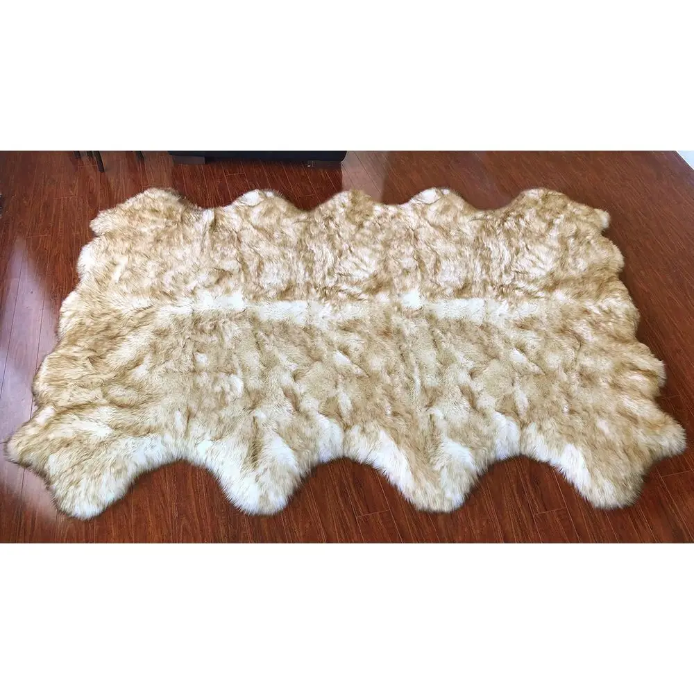 

Luxury Shag Area Rug 8 Pelts, 6'x8', 180x240 cm - Vegan, Ultra Soft Indoor Carpet for Nursery, Bedroom, Home Decor, White/Brown