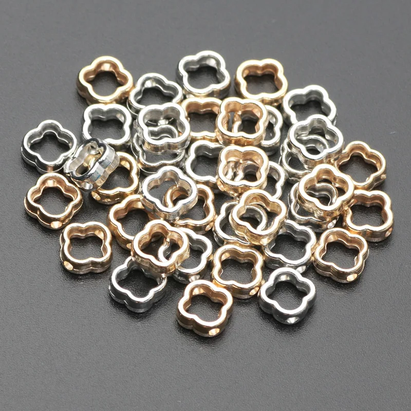 100pcs 7mm Hollow Out Four Leaf Clover Acrylic Loose Spacer Bead For Jewelry Making DIY Handmade Necklace Bracelet Accessorie