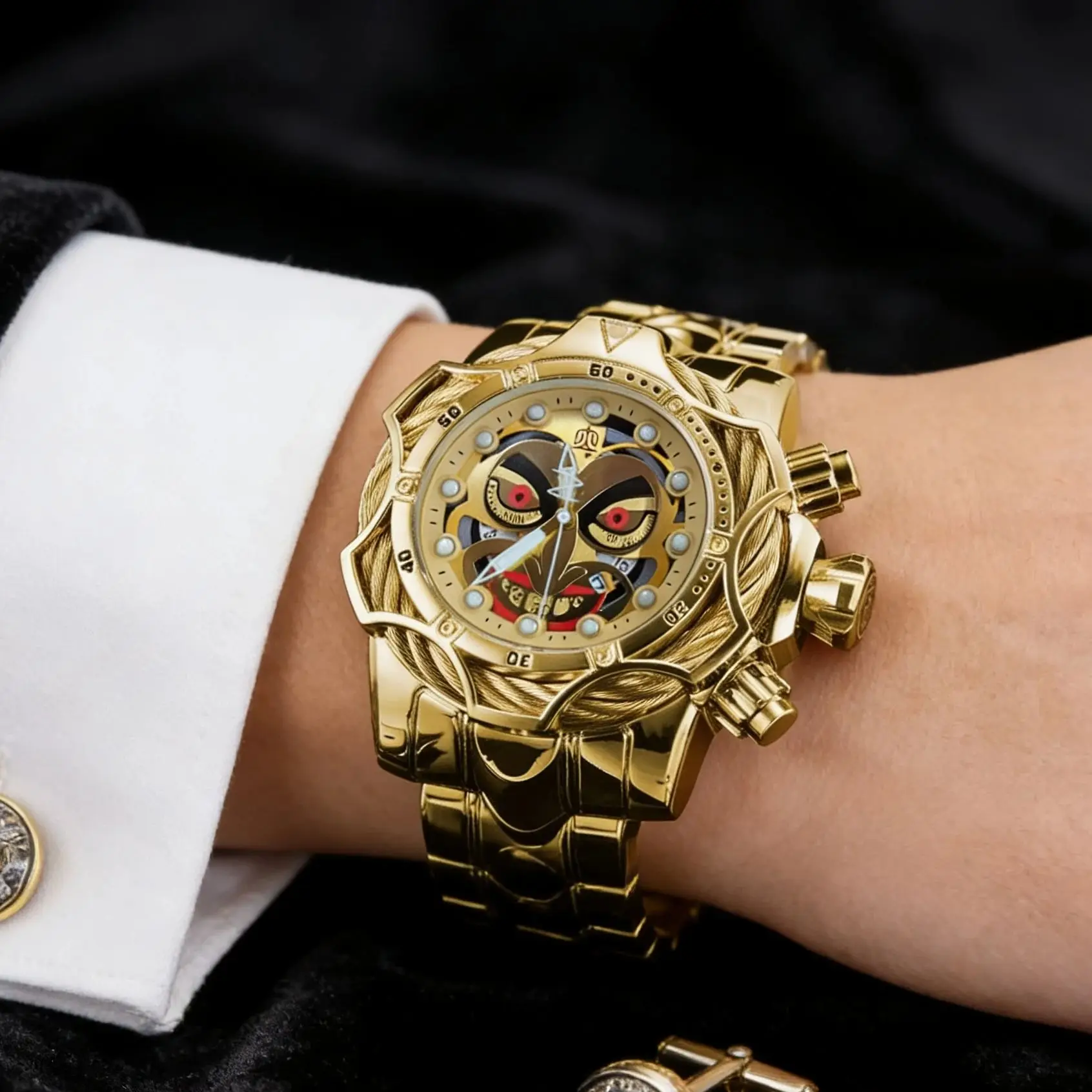 Popular Clown Smiley Face Watch with High Aesthetic Appeal, Cool Street Style, Hip-Hop Men's Watch, High-End Fashion Trend for Students and Young Men, Military Style Large Dial Trendy Men's Watch, Best-Selling Watch with Large Dial The First Choice for a Gift Is a Watch.