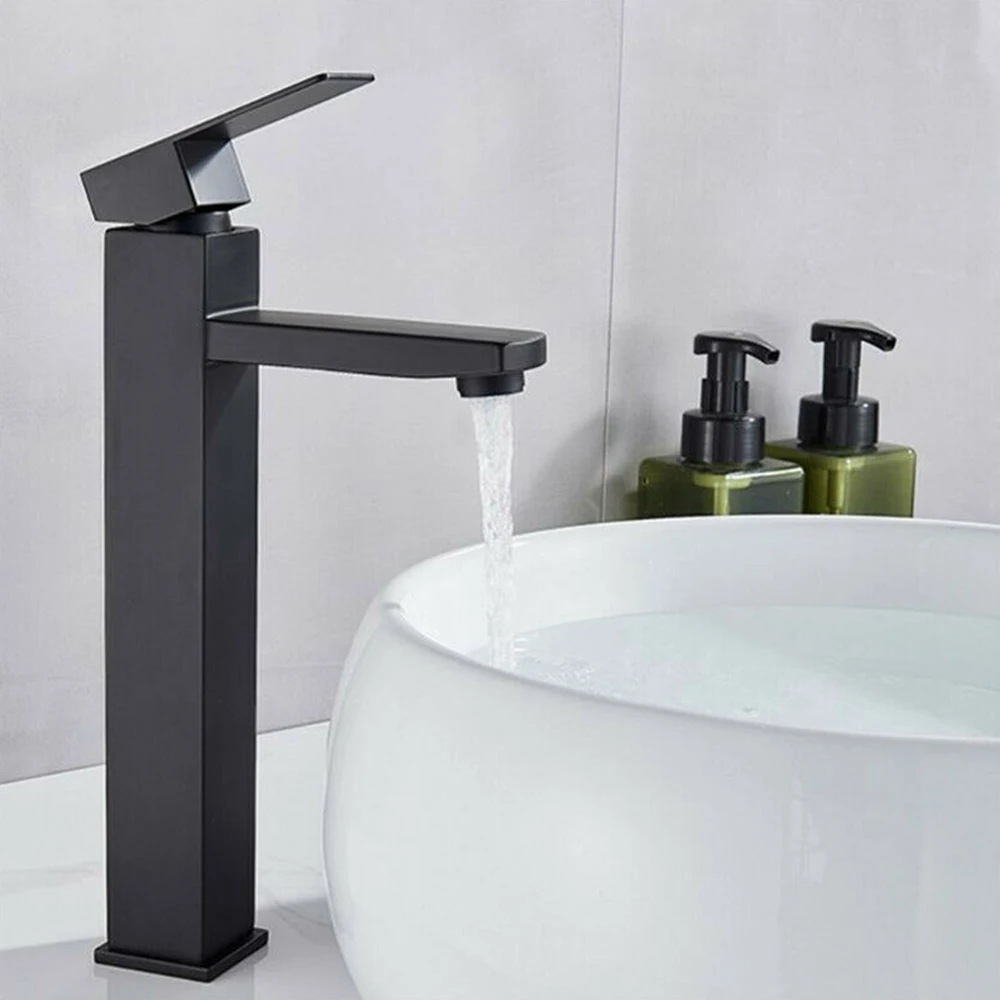 

SKOWLL Bathroom Faucet Single Handle Single Hole Vessel Sink Faucet Deck Mount Vanity Faucet, Matte Black