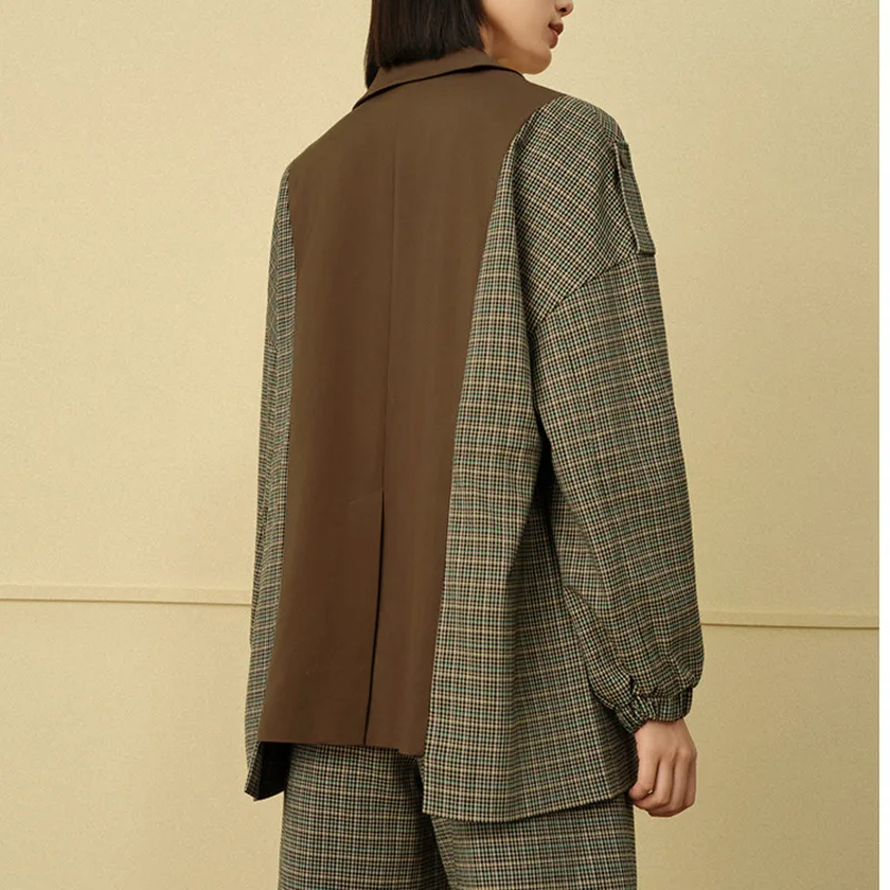 BJTZ Designer-Damen-Blazer mit unregelmäßigem, gespleißtem Farbblock, 2025, Sommermode, trendige, leichte, asymmetrische Stretch-Jacke