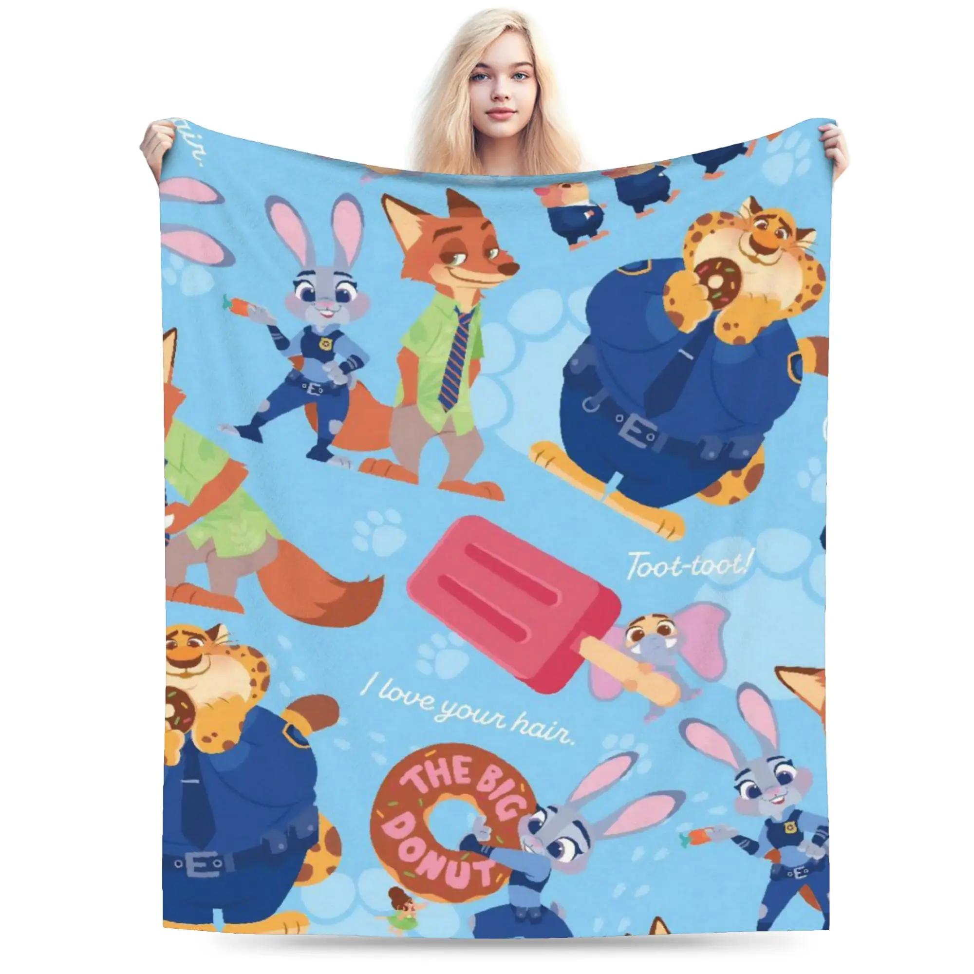 Zootopias Judy Nick بطانية الصوف المطبوعة متعددة الوظائف سوبر الدافئة رمي البطانيات لحاف غرفة نوم أريكة #1