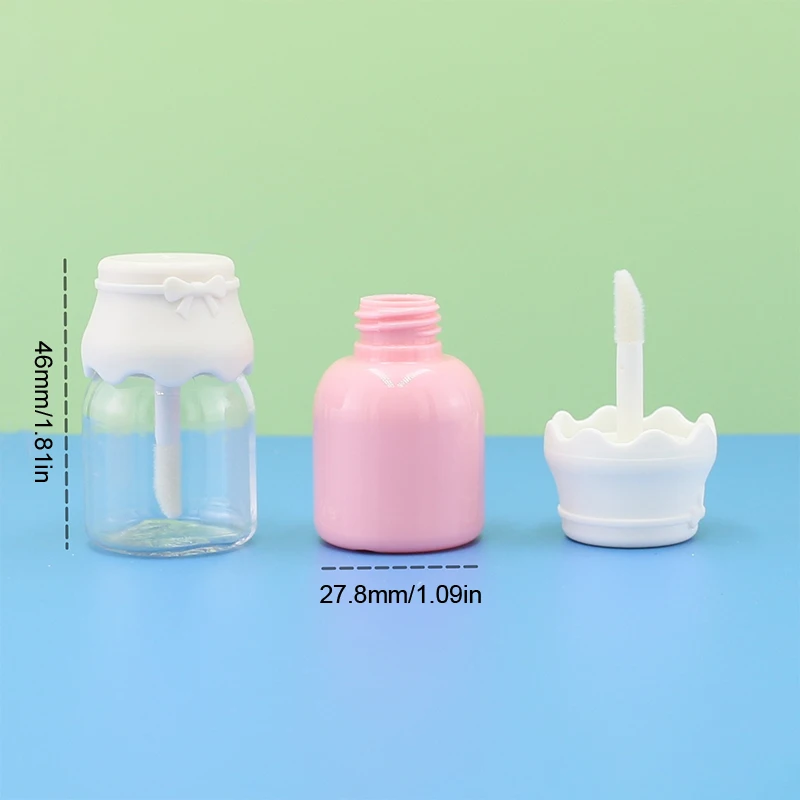 8 مللي زجاجة الحليب لطيف ملمع الشفاه أنبوب شفاف وردي زجاجة فارغة الشفاه الصقيل عينة الحاويات ماكياج مواد التعبئة والتغليف السفر