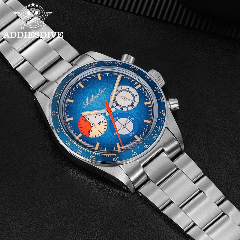ADDIESDIVE Watch For Men 316L Stainless Steel Reloj C3 Super Luminous 10Bar Waterproof 0S20 Movement AD2551 Chronograph Watches