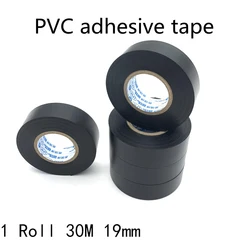 Cinta eléctrica negra impermeable de alta viscosidad, cinta de aislamiento eléctrico de PVC, arnés de cableado automotriz, vinilo, 19mm x 30m, 1 unidad