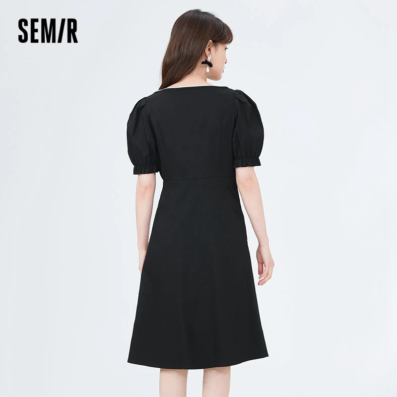 SEMIR Dress Women Collar Puff Sleeves Split 2022 Summer New Gentle Wind Elegant Dresses French Temperament