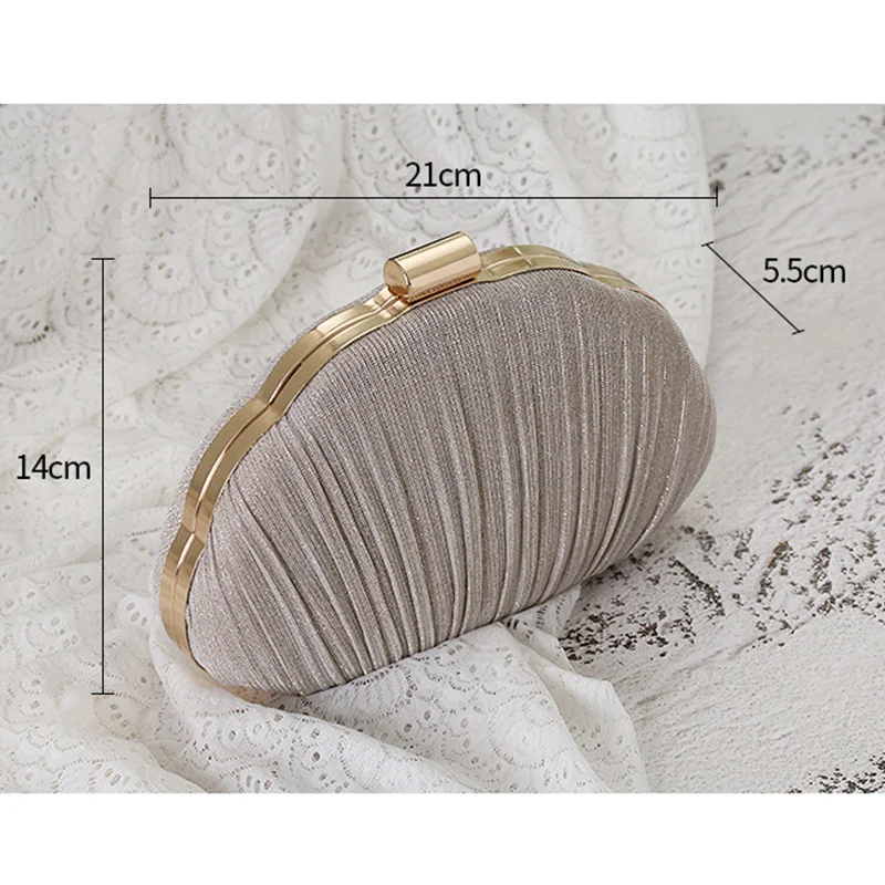 New Style Evening Bags Women 2023 Pleated Banquet Bag Ladies Handbag Shell Clutch Purse Pearl Handle Bags Over Shoulder Wallets