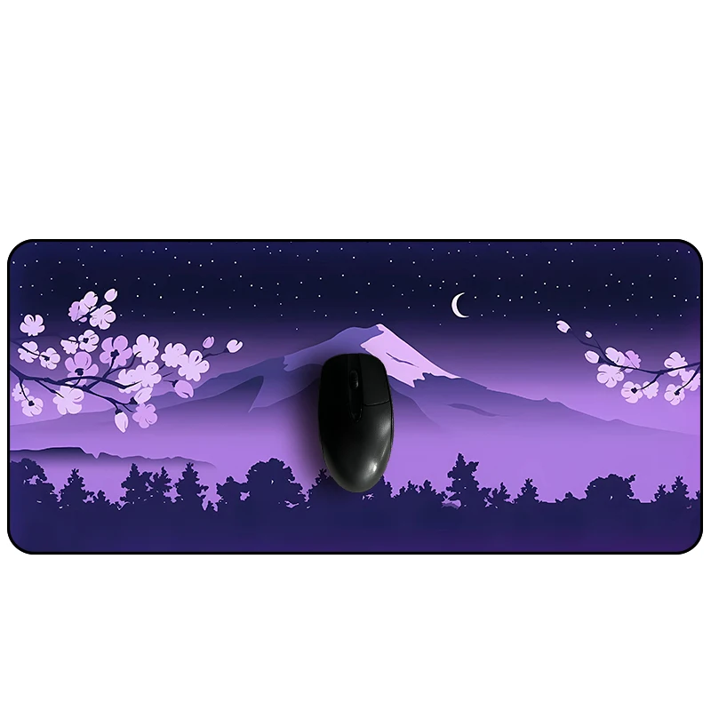 Fuji Desk Mat Purple Blue Mousepad Kawaii Sakura Cherry Blossom Large Computer Keyboard Gaming Deskmat 900x400 Mouse Pad Xxl