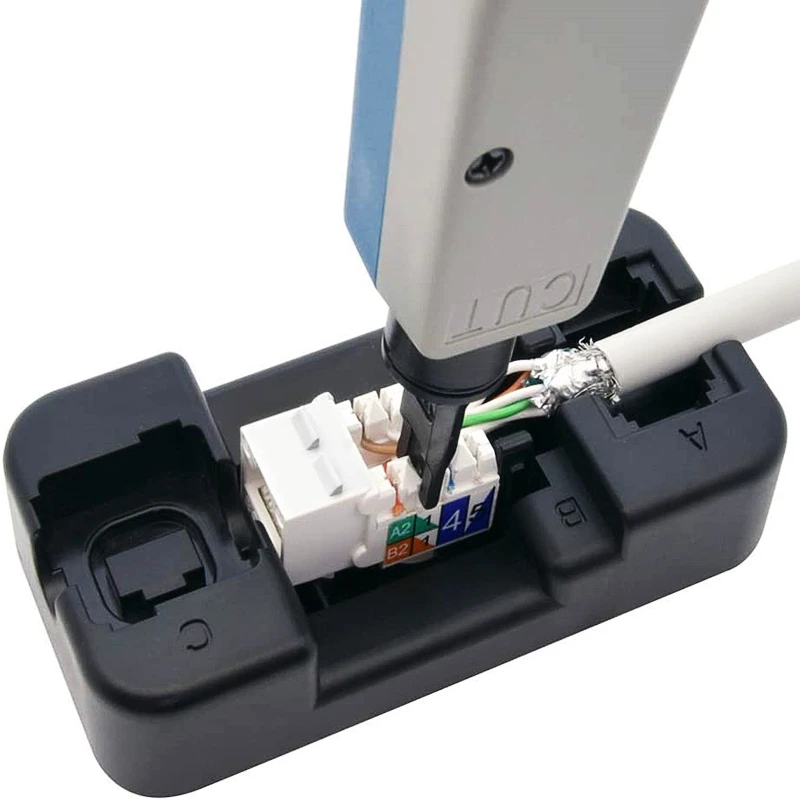 HTOC Universal RJ45 Cat6/Cat5E/Rj11/12 Keystone Jack Punch Down Stand Wiring Tool Module Holder Network Tool