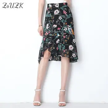 Zuzk-女性用シルクシフォンスカート,フィッシュテールスカート,フィット,夏,ワンピース,ハイウエスト,不規則,2k,3色