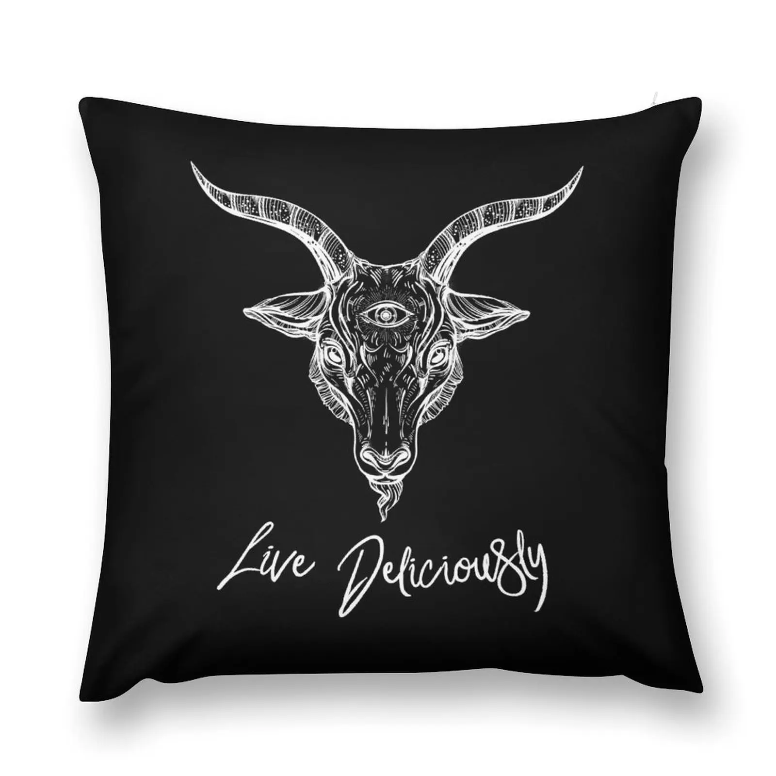 

Black Phillip the Goat - Live Deliciously Throw Pillow Pillows Aesthetic Cushion Cover For Sofa pillow