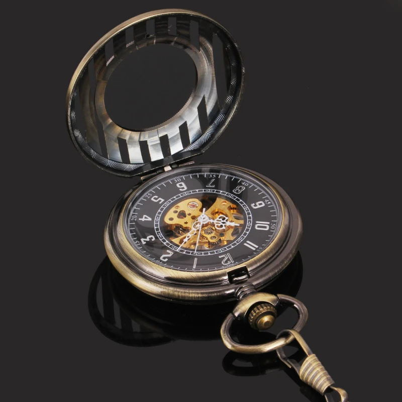 

Men's new retro nostalgic flip magnifying glass high-end luxury necklace mechanical pocket watch