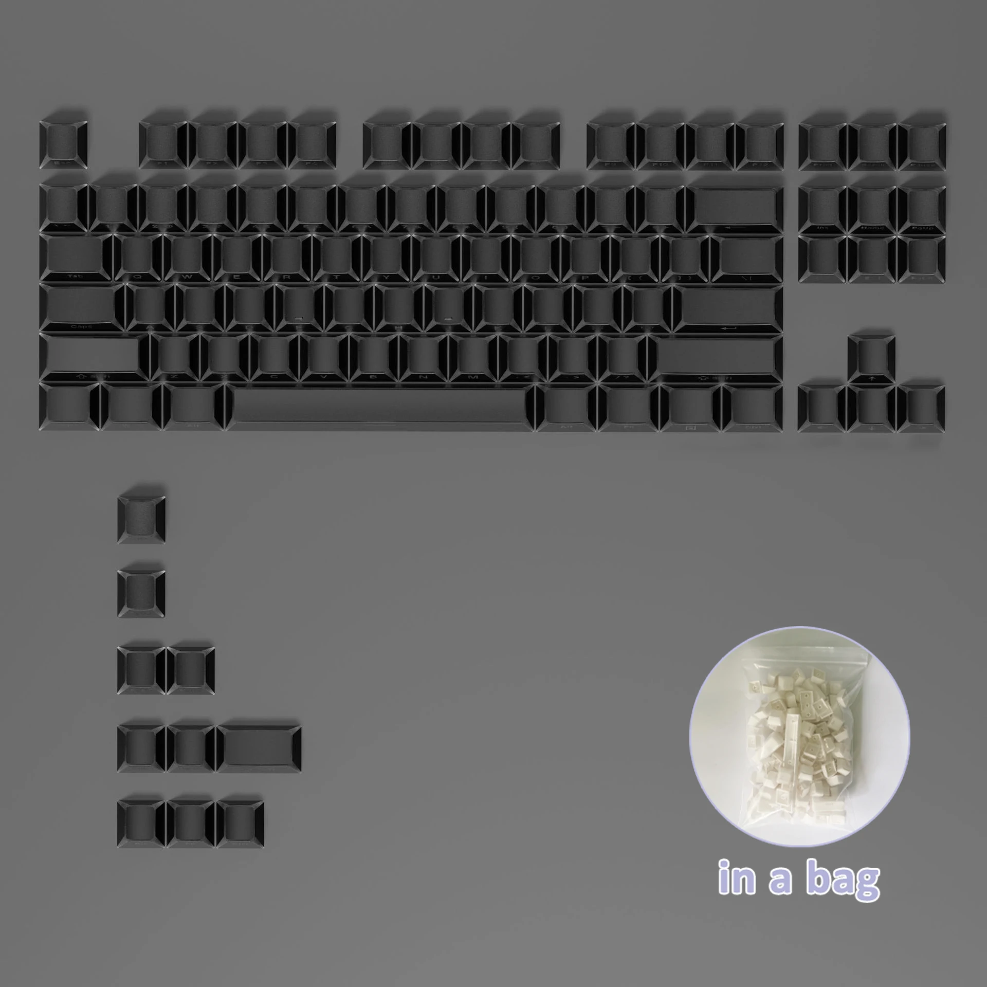 Shadow PBT Keycaps 97/132-Key Cherry Profile White & Black image