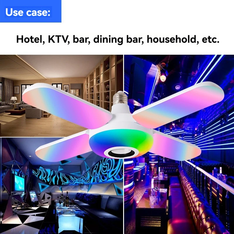 Colorful Four-Leaf Bluetooth Speaker Music Lamp with Smart Remote and Foldable Rainbow Lighting