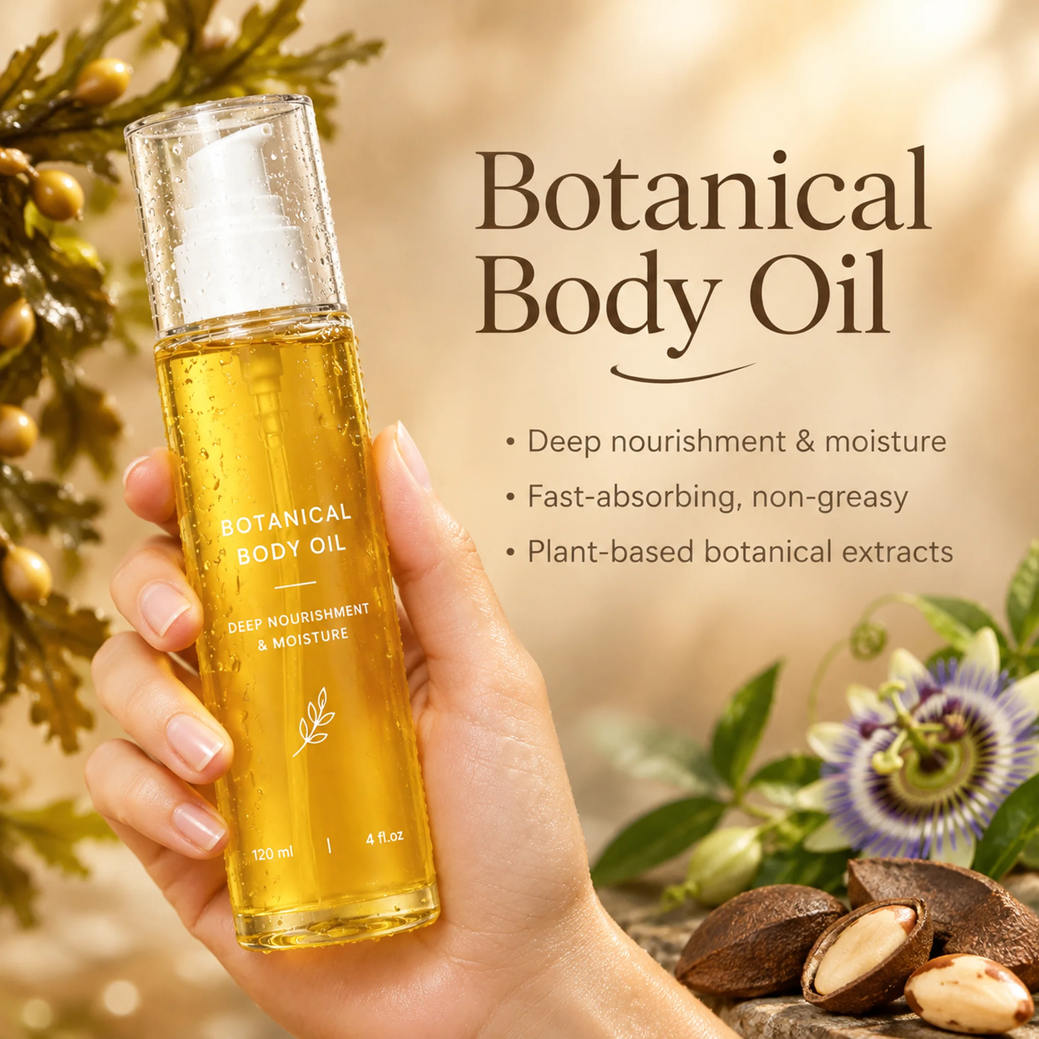 Organic Botanical Body Oil For Smoother Skin Deep Hydrating Improved Skin Dryness Fast Absorb Natural Formula Body Massage Oil