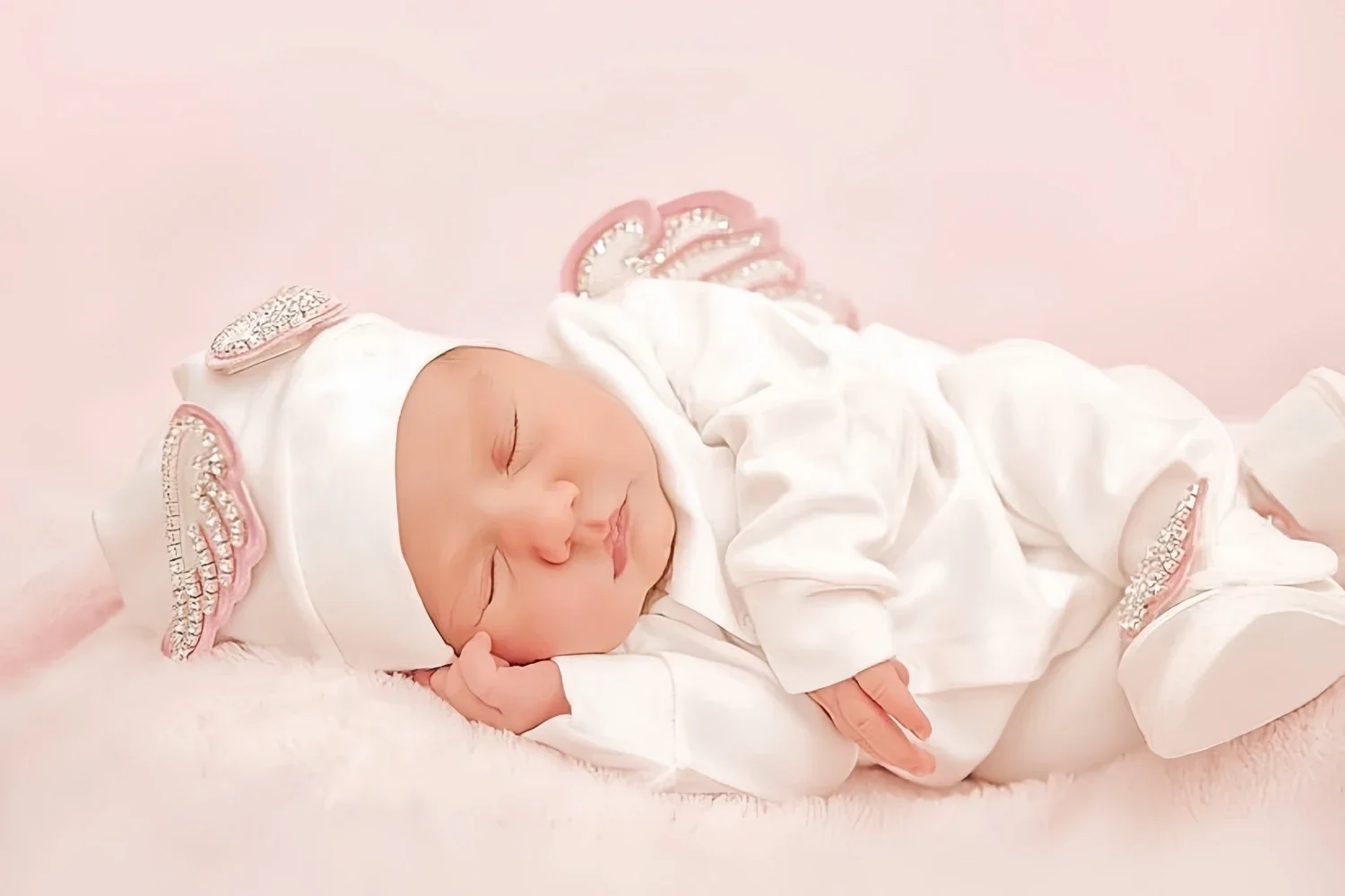 Dollbling 5 قطعة أجنحة وتتسابق أي اسم شخصية الحلوة التطريز طقم هدايا الطفل منامة قبعة ترحيب المنزل فستان احتفالي