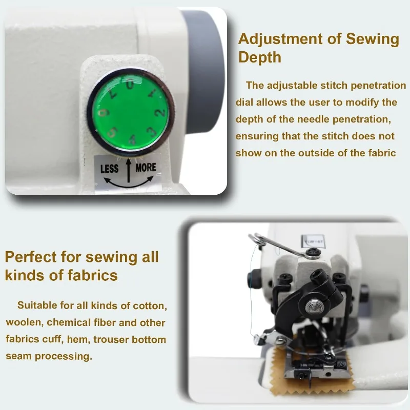 ماكينة خياطة الغرز العمياء المحمولة 110 فولت - سرعة 1200 SPM عالية، تخلق طبقات غير مرئية وغرز سلسلة بحاشية عمياء دون جهد