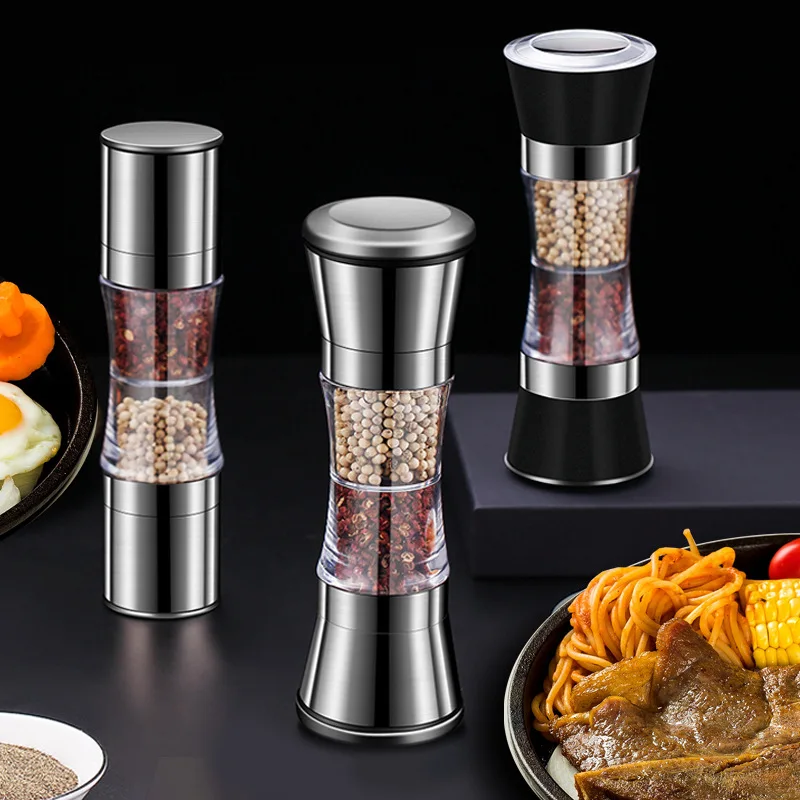 

2in1 Salt and Pepper Grinders Stainless Steel 304 Manual Sea Salt Mills for Seasoning Meal Prep Cooking Tableware Kitchen Tool