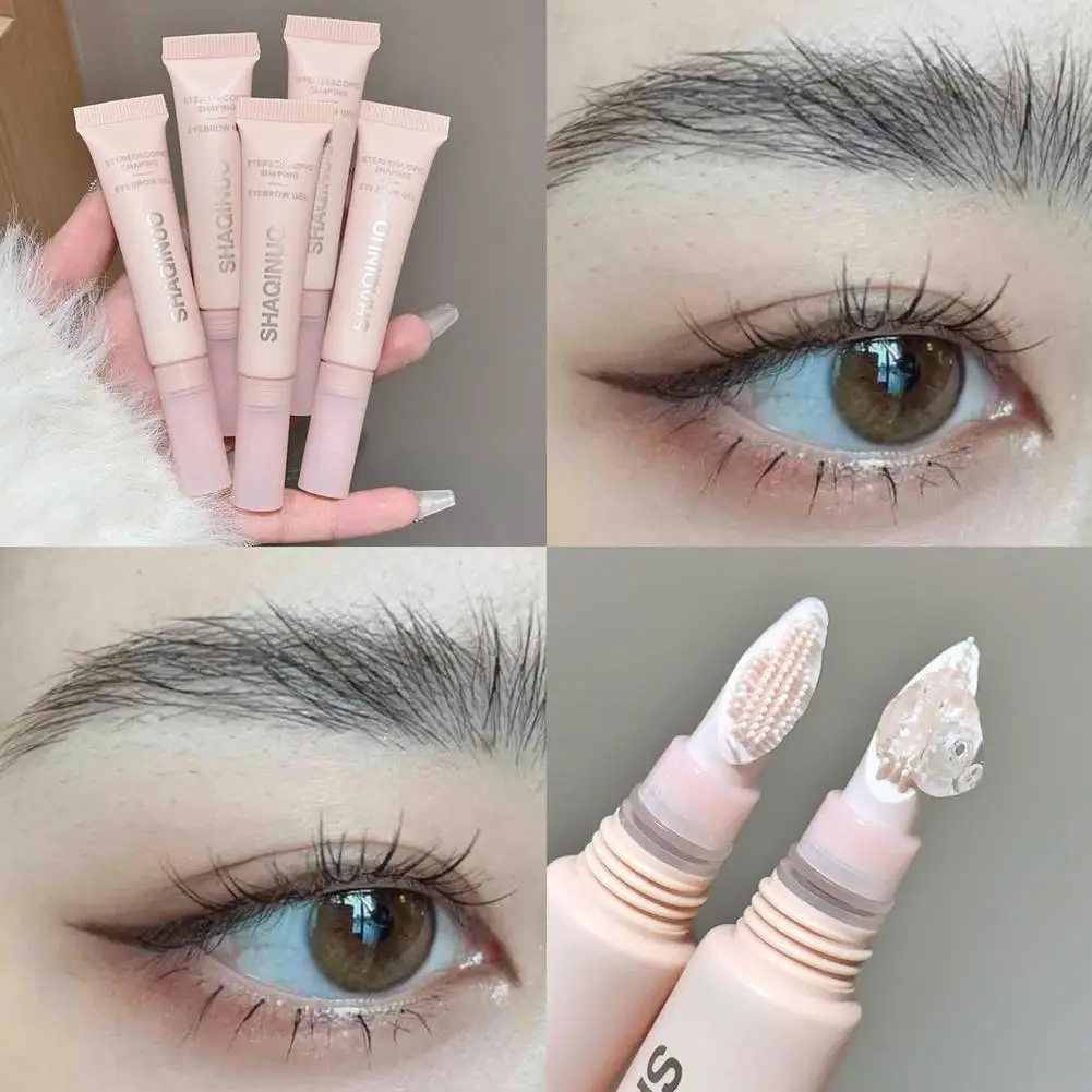 3D Brow Gel Waterproof Transparent Gel Texture With Silicone Brush Long-Lasting Hold Long-lasting Natural Eyebrow Soap