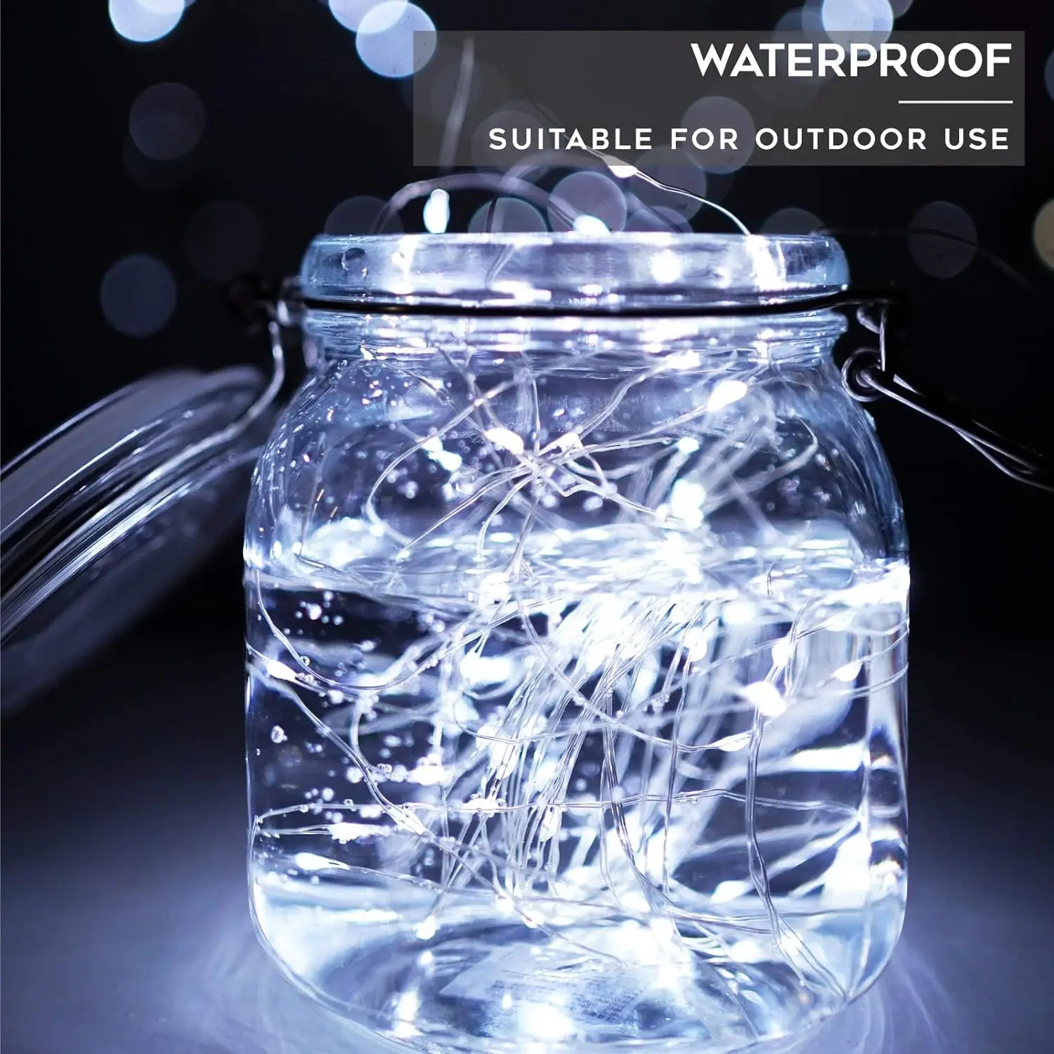 Solar Fairy Lights Outdoor Waterproof, 2 Pack 33ft 100 LED Solar Twinkle Lights, White Solar Christmas Lights for Backyar