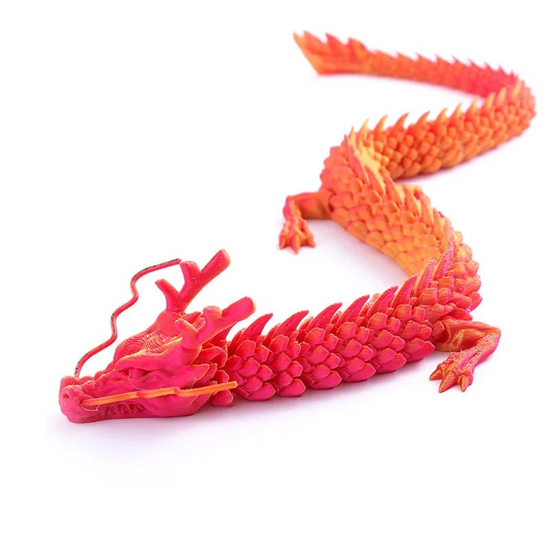 New 3D Printing Length 29cm Loong Keychain Lightweight Plastic Multi Joint Creative Landscaping Dragon Shape Keyring Party Gift