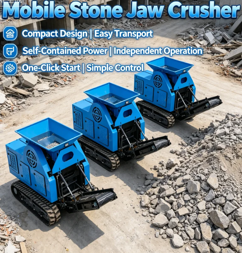 Customized 25HP AC Motor Crawler Jaw Crusher With Engine & Gear High Productivity Max.10t/h Capacity