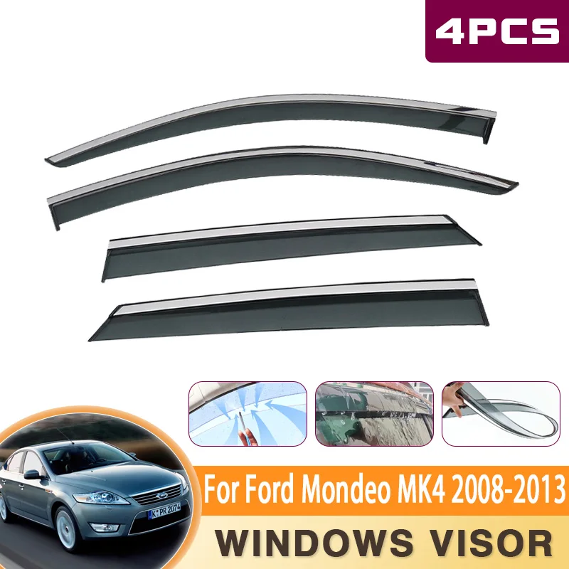 Windshields For Ford Mondeo MK4 2008~2013 Car Window Visor Vent Awning Sun Rain Guard Cover Deflector Accessories 2009 2010 2011