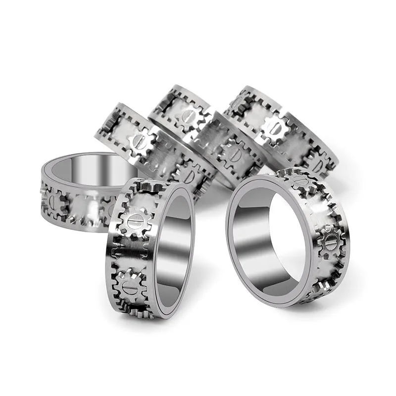 Anillo de Acero Inoxidable Giratorio para Hombre y Mujer, Anillo de Dedo Índice de Acero Ancho con Diseño Creativo y Personalizado para Parejas