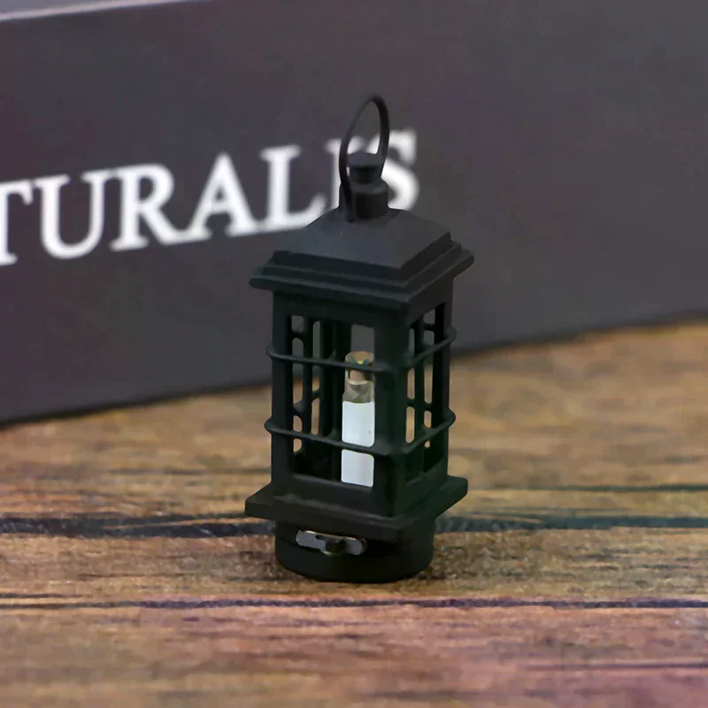 1:12 Dollhouse Miniature LED Lamp Wall Lamp Black Hollow Light Desk Lamp W/Switch Furniture Model Living Scene Decor Toy