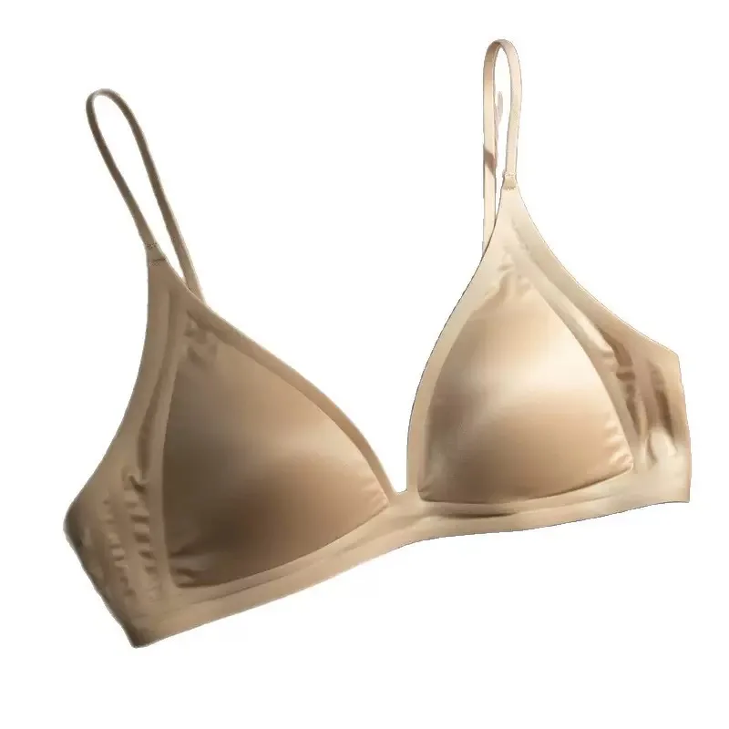 

French glossy deep V low neck, large open back, triangle fixing, thin cup underwearlight luxuryinvisible bra, feminine sensation
