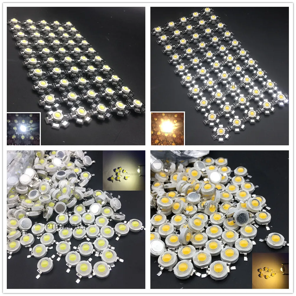 

10-100pcs High Power LED Chip 1W 3W Warm Cool White Red Blue Green UV Full Spectrum 490nm 660nm 445nm LED Grow Light