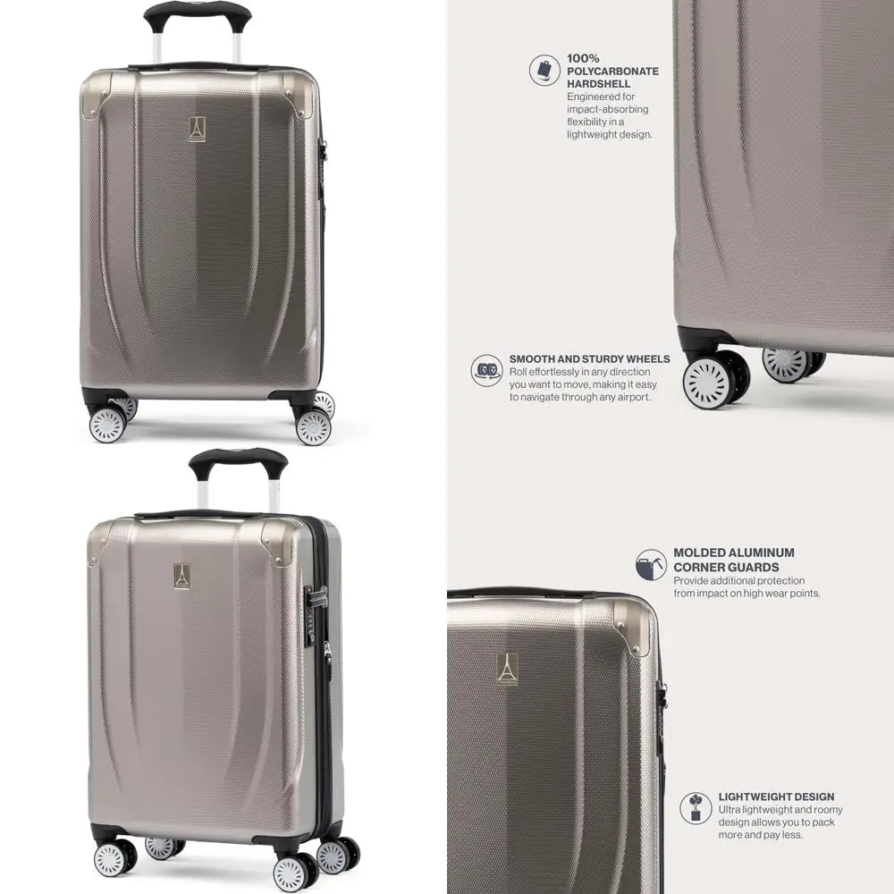 

Легкий расширяемый чемодан-спиннер с твердым корпусом, 8 колес, 21-дюймовая ручная кладь, чемодан цвета шампанского для путешествий